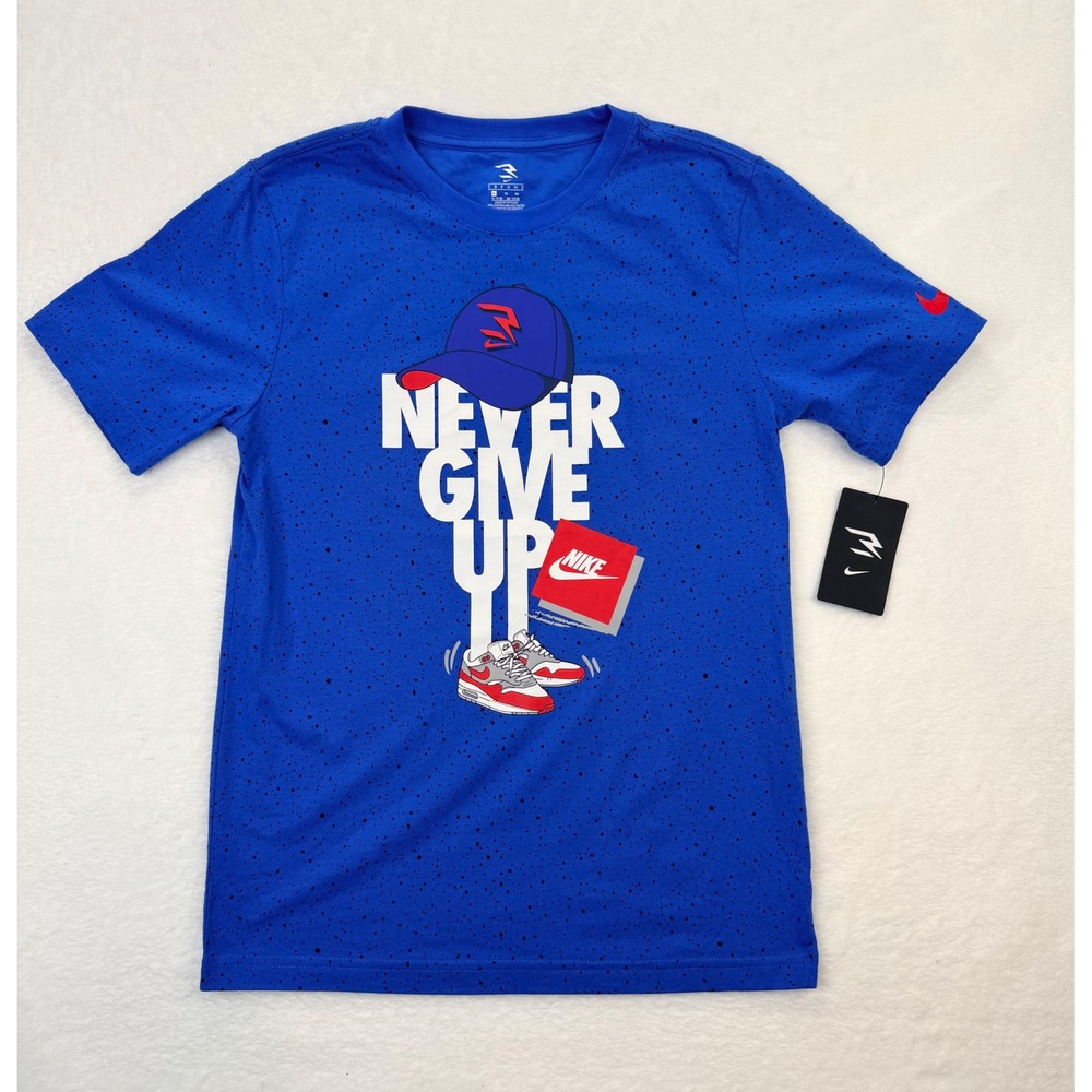 Nike 3Brand Russell Wilson Boys XL Never Give Up Graphic Tee Signal Blue 9Q0563